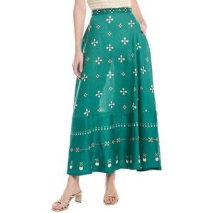 Agua By Agua Bendita Womens Esmeralda Linen Maxi Skirt, Green